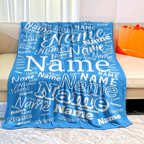 1pc Custom Name Blanket Multicolor Pattern Soft Nap Blanket Four Seasons Office Chair Flannel Blanket Gift Blanket