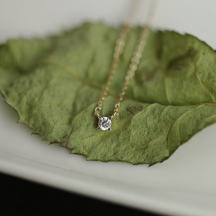Women's Pure 14k Yellow Gold Single Diamond  Necklace Pi-Mart