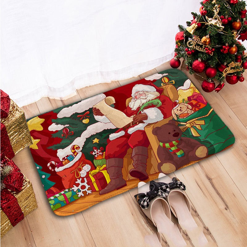 Santa Claus Flannel Absorbent Floor Mat Pi-Mart