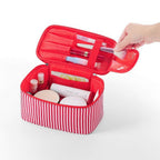 Simple striped cosmetic bag, portable cosmetic storage bag, travel portable large-capacity square toilet bag, makeup bag organizer, - SJB-DIAMOND ELITES