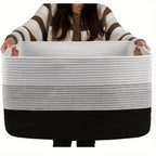 1pc 21.6" X 16.9" X 11.8" Large Rectangular Blanket Basket, Woven Gift Storage Basket, Living Room Organizer, With Handles Lootquake LLC