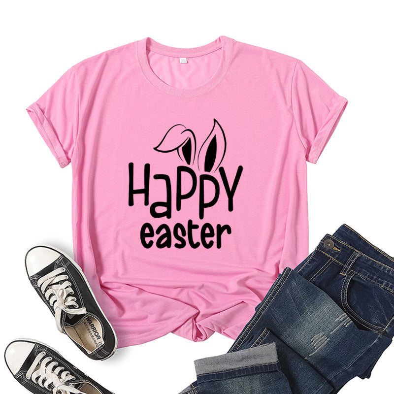 Women's Bunny Happy Easter Print Top Pi-Mart