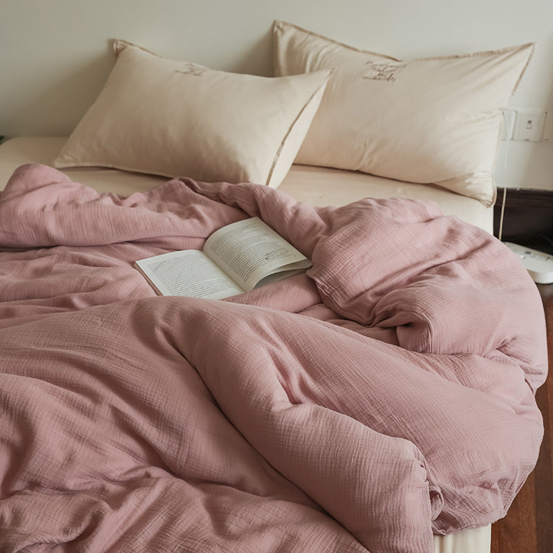 Four-piece Double-layer Yarn Simple Summer Duvet Cover Bedding Pi-Mart