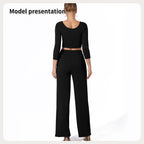 Women's Fashion Simple Solid Color Top Pants Set - SJB-DIAMOND ELITES