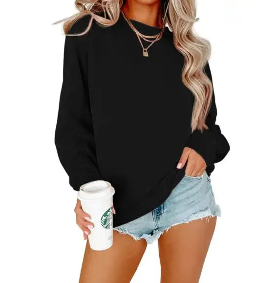 Solid Color Crew Neck Coat Long Sleeve Hoodie - SJB-DIAMOND ELITES