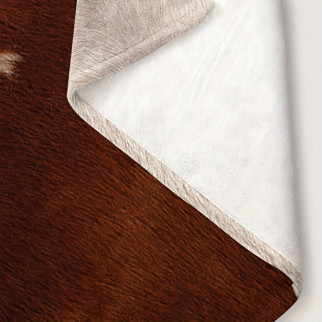 1pc Soft Flannel Rustic Cowhide Printed Blanket Shawl - Throws for Sofa, Lunch Break, and Napping - Ultra-Soft, Skin-Friendly, Casual, Multi-Purpose, and Perfect for Indoor and Outdoor Use