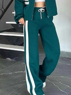 Plus Stripes Zip Set: Full-Size Comfort Duo THRIXINE