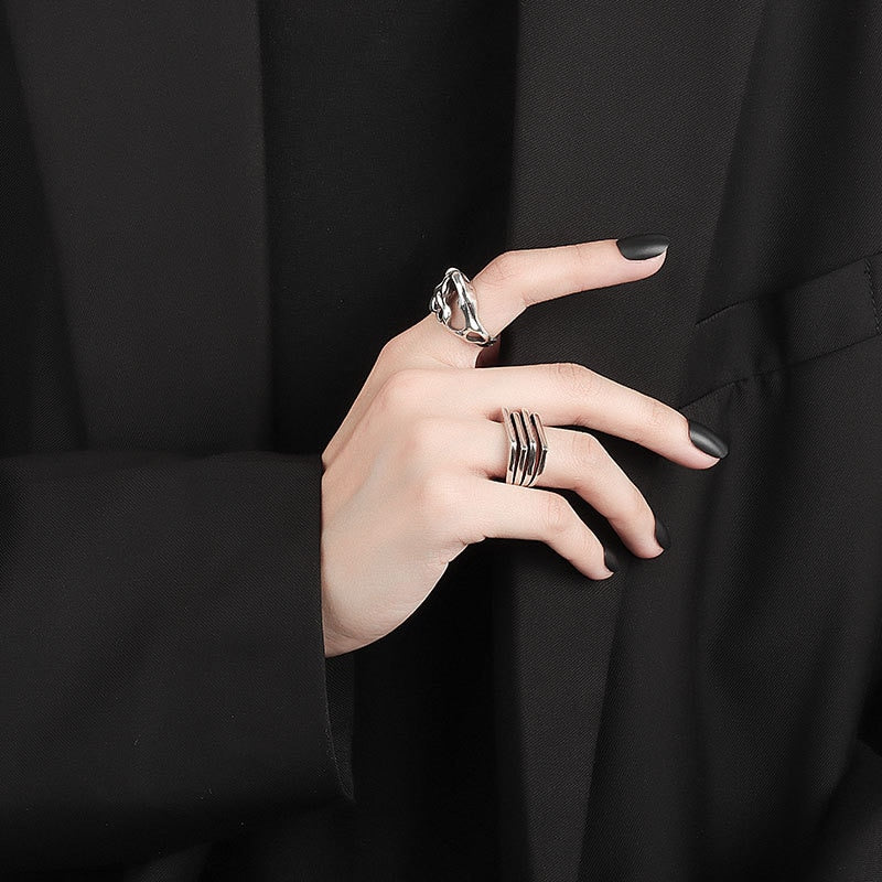 Silver Color Hollow Surface Bump Ring Pi-Mart