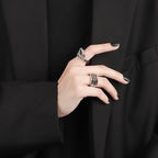 Silver Color Hollow Surface Bump Ring Pi-Mart