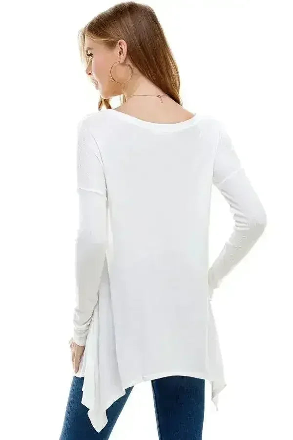 Women's Long-Sleeve Asymmetrical Hem Top - SJB-DIAMOND ELITES