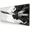 Extended Gaming Mouse Pad with Japanese Samurai Sword Design, Extra Large, Stitched Edges, Washable, Non-Slip Rubber Base, 31.5x11.8 inches Lootquake LLC
