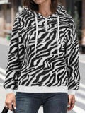 Printed Drawstring Long Sleeve Hoodie Pi-Mart