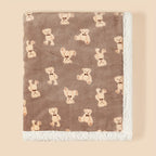 Cozy Bear Cow Pattern Plush Blanket - Luxurious Fleece-lined, Adorable Decor - Perfect Heartwarming Gift for Christmas, Thanksgiving, New Year, Valentines Day Lootquake LLC