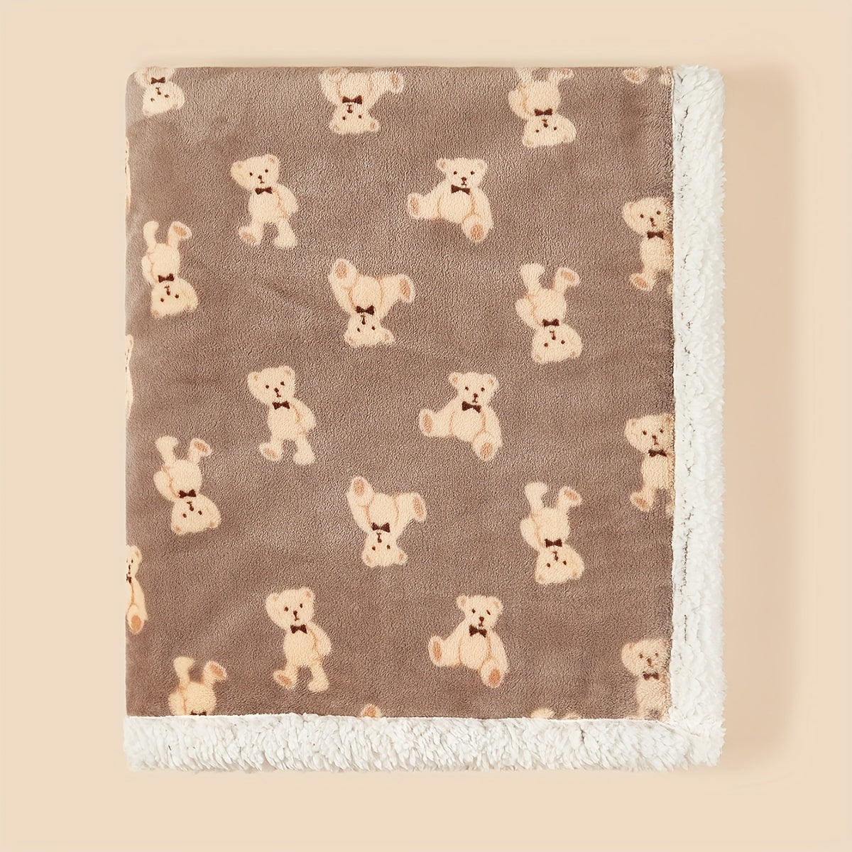 Cozy Bear Cow Pattern Plush Blanket - Luxurious Fleece-lined, Adorable Decor - Perfect Heartwarming Gift for Christmas, Thanksgiving, New Year, Valentines Day Lootquake LLC