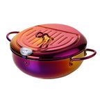 Stainless Steel Deep Frying Pan Color Band Oil Thermometer Double-layer Double Bottom Pi-Mart