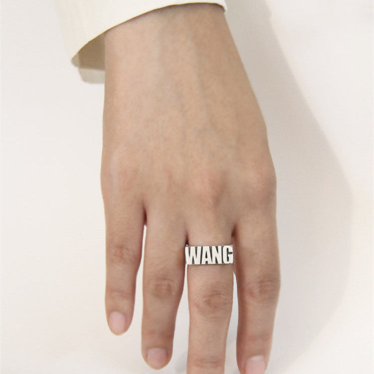 Customized Alphabet Couple Ring Customized Sterling Silver Couple Style Pi-Mart