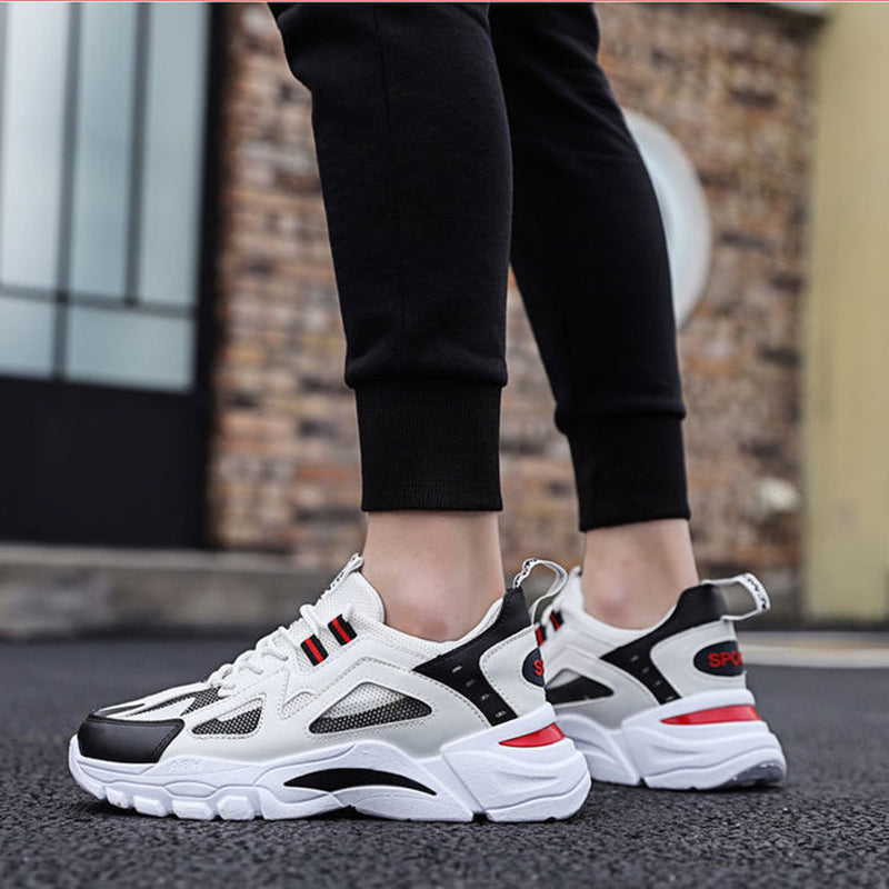 White Sneakers Men Non Slip Walking Running Shoes Sports Pi-Mart