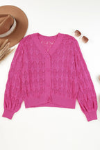 Green Lightweight Buttoned Front Crochet Cardigan