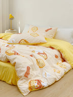 Cotton Four-piece Set Girl Heart Cartoon Pure Cotton  Linen Duvet Cover Bed Pi-Mart