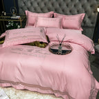 Tencel Quilt Cover Embroidered European Washed Cotton Four-piece Set Pi-Mart