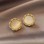 Cat's Eye Flower Earrings High Sense Opal Square Triangle Geometry Earrings Pi-Mart