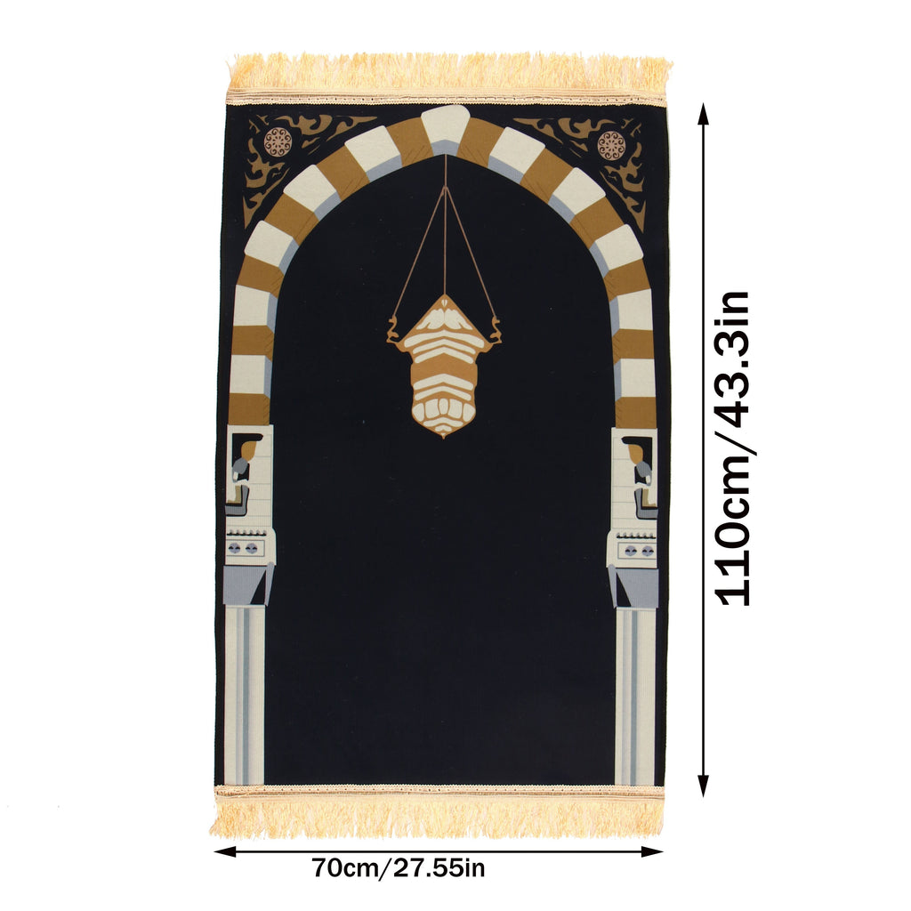 1pc Luxury Muslim Prayer Mat, Non-Slip Printed Islamic Kabah, Soft Worship Cushion, Meditation Rug, Pilgrimage Blanket, Islamic Prayer Carpet, Ideal Islamic Gift Lootquake LLC