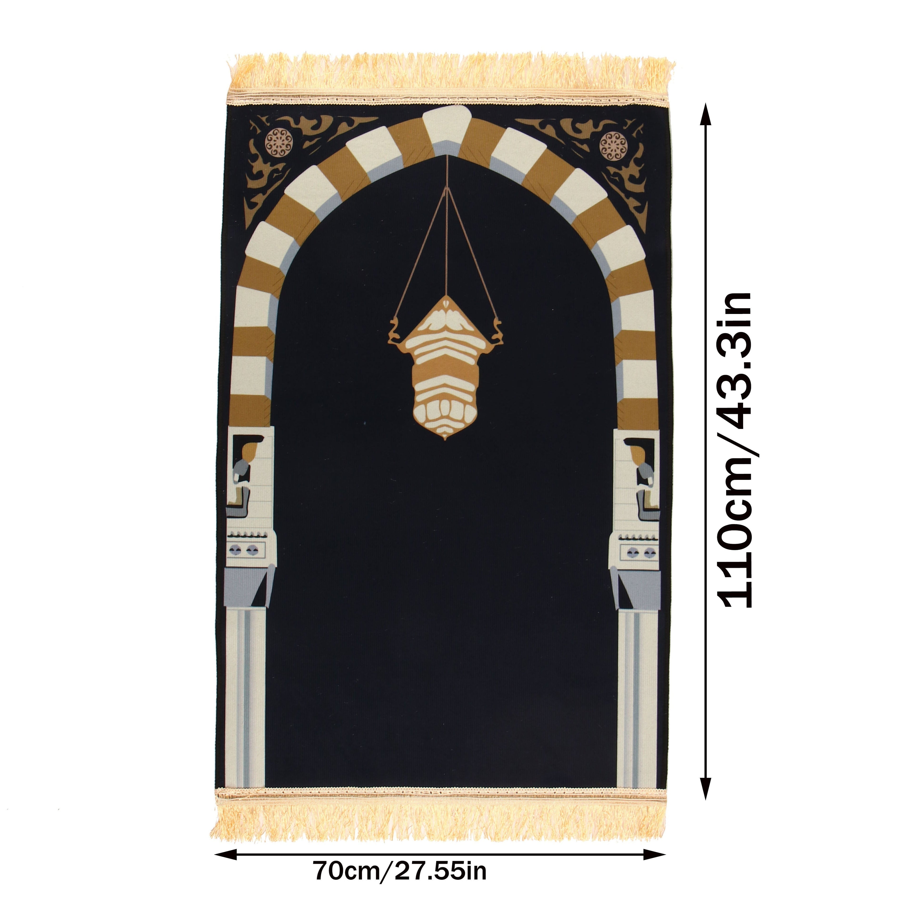 1pc Luxury Muslim Prayer Mat, Non-Slip Printed Islamic Kabah, Soft Worship Cushion, Meditation Rug, Pilgrimage Blanket, Islamic Prayer Carpet, Ideal Islamic Gift Lootquake LLC