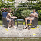 5 Piece Outdoor Patio Set With 50000 BTU Fire Pit Blue