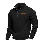 Fleece-lined Mid-length Zip-up Loose-fit Stand-up Collar Casual Hoodie