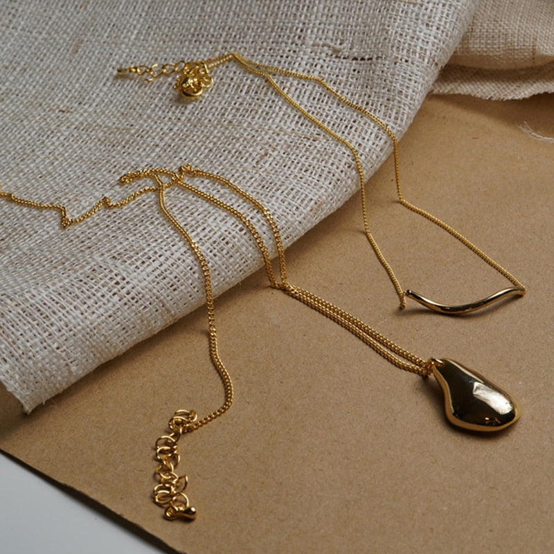2Pcs Set Waterdrop Irregular Necklaces Pi-Mart