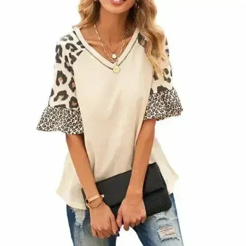 Womens Leopard Print Sleeve Top - SJB-DIAMOND ELITES