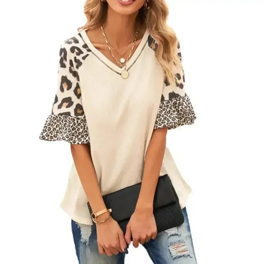 Womens Leopard Print Sleeve Top - SJB-DIAMOND ELITES