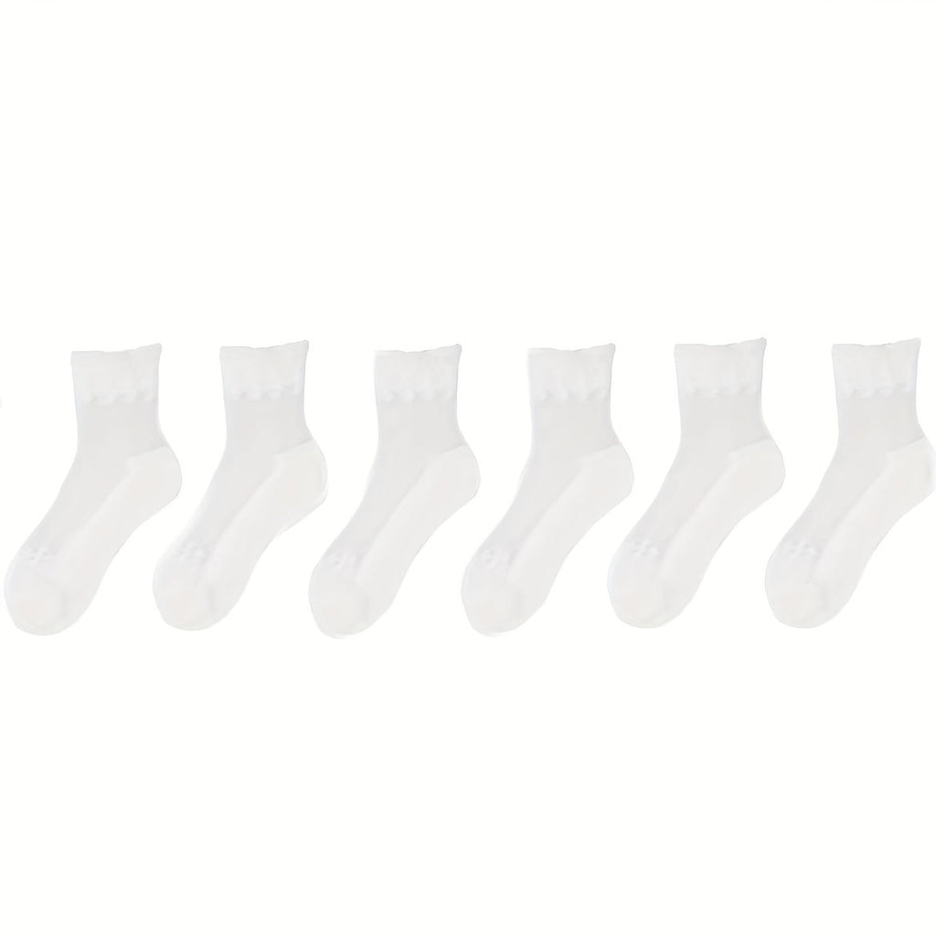6 Pairs Soft & Breathable Lace Patchwork Crew Socks - Women's Calf Socks with Comfortable Stockings & Hosiery for Everyday Wear Lootquake LLC