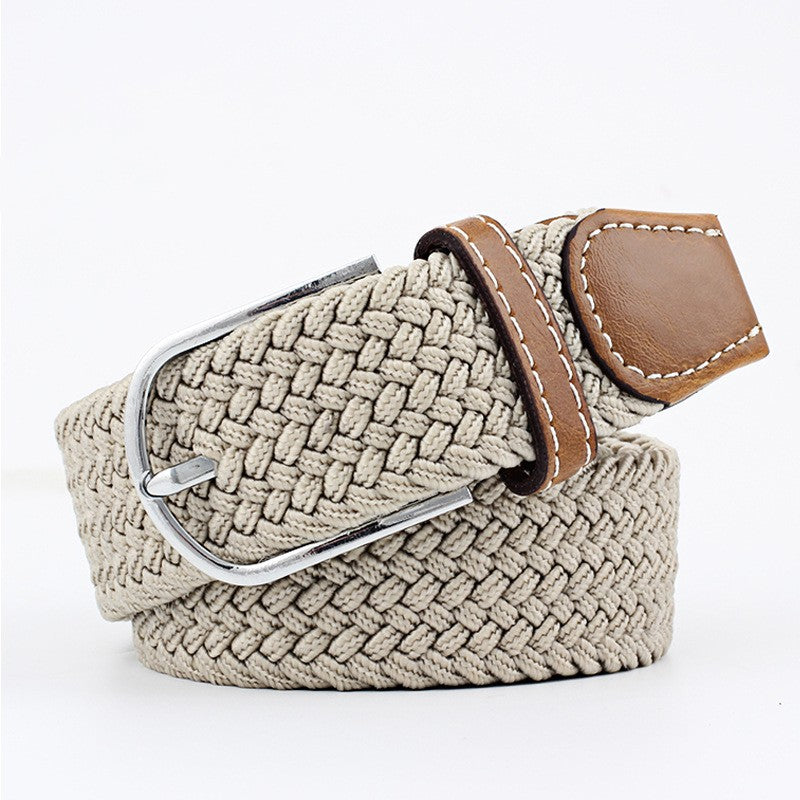 Women's Canvas Belt Student Pants Casual Stretch Braided Needle Buckle Pi-Mart