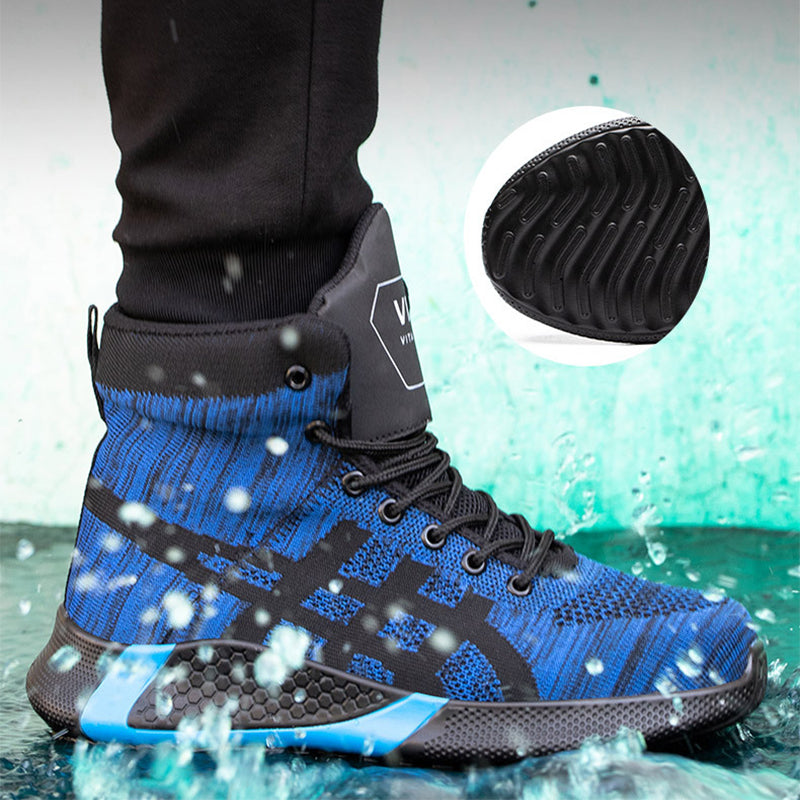 Winter Plush Boots Men Labor Protection Anti-smash Anti-puncture Work Shoes Warm Thickened Breathable Lace-up Safety Shoes Pi-Mart