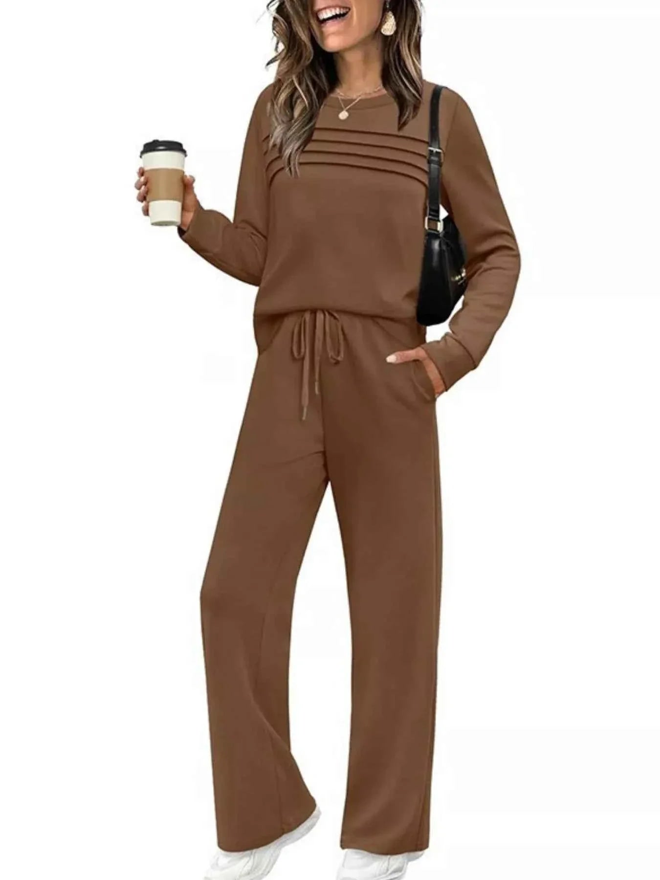 Plus Comfort Duo: Versatile Top & Pants Ensemble THRIXINE