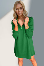 Double Take Textured Zip Long Sleeve Dress Classic Zip-Up Dress for Women Comfortable Outdoor Dress Stevvex