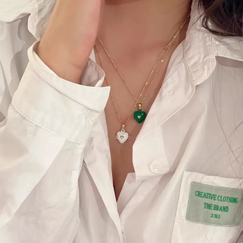 Colored Loving Heart Sweet Cool Necklace Light Luxury Minority Fashion Lootquake LLC