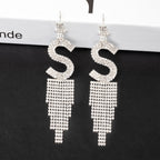 Fashion Jewelry 925 Silver Needle Ornaments Rhinestone Letter B Earrings Banquet Tassel Ear Ornaments Female Pi-Mart