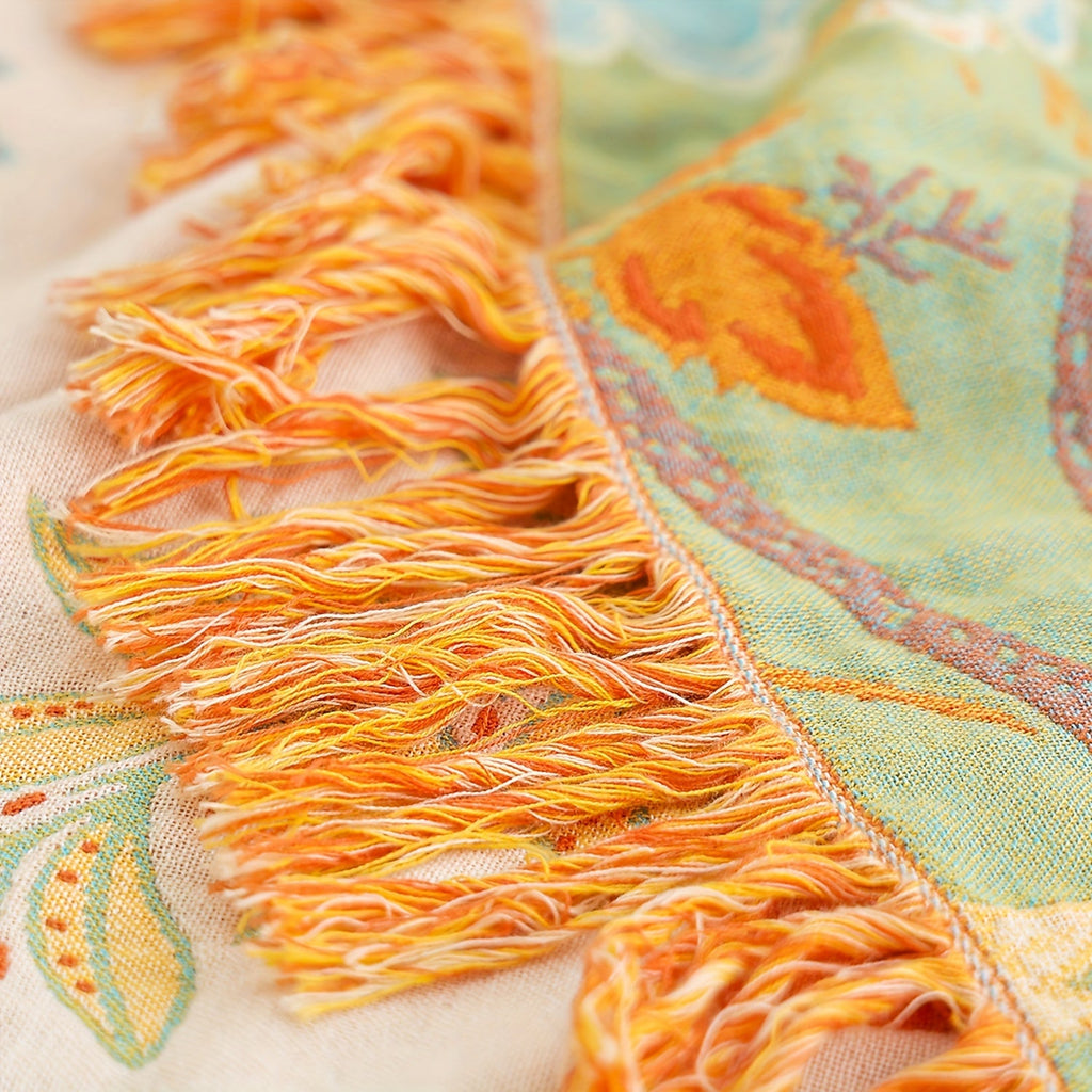 1pc Cotton Embroidered Tassel Blanket Bohemian Style Pattern Nap Cover Quilt Sofa Blanket Bed Sheet Bed Blanket