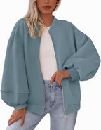 Zip Sweatshirt Jacket Casual Long Sleeve Pilot Coat Pi-Mart