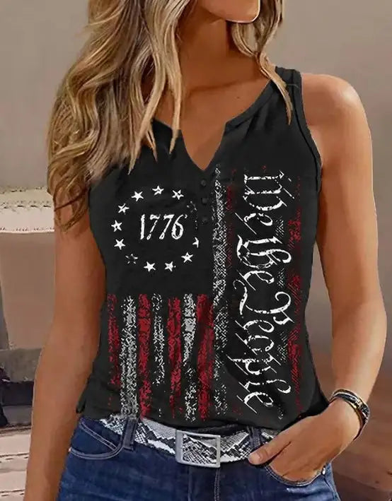 Ladies' V-neck Printed Fashionable Camisole Vest - SJB-DIAMOND ELITES