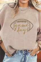 Apricot Football Graphic Sweatshirt – Drop Shoulder & Game Day Style | Femstylo