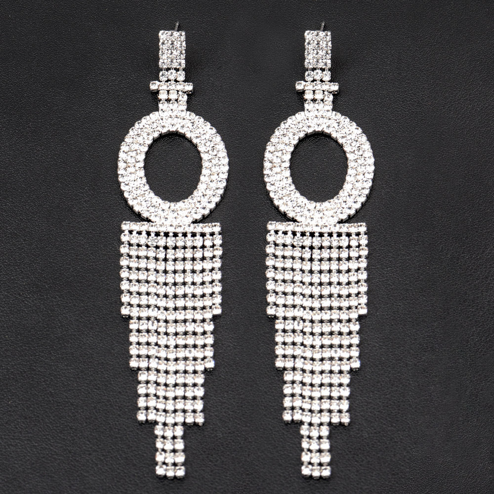 Fashion Jewelry 925 Silver Needle Ornaments Rhinestone Letter B Earrings Banquet Tassel Ear Ornaments Female Pi-Mart