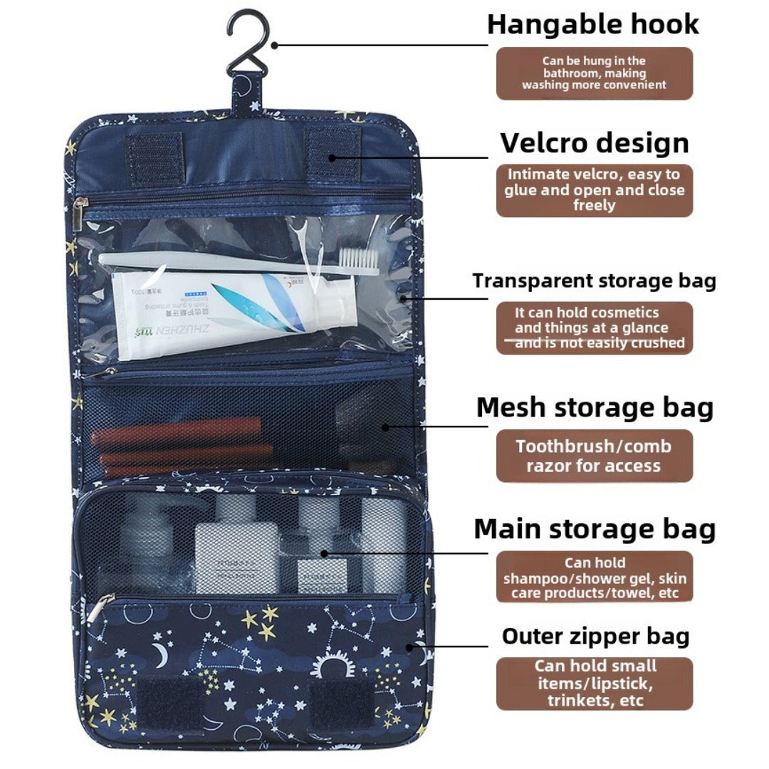 Visible Toiletry Bag Multifunctional Large Capacity Waterproof Cosmetic Bag, Business Travel Portable Dry and Wet Separation Bathroom Hook Wash Bag, Storage Bag - SJB-DIAMOND ELITES