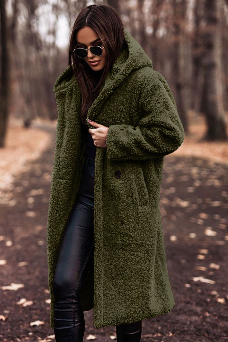 Autumn Winter Fashion Elegant Long Coat Woman Plush Warm Faux Fleece Coat Women Teddy Jacket Female Teddy Coat Outwear Ladies Pi-Mart