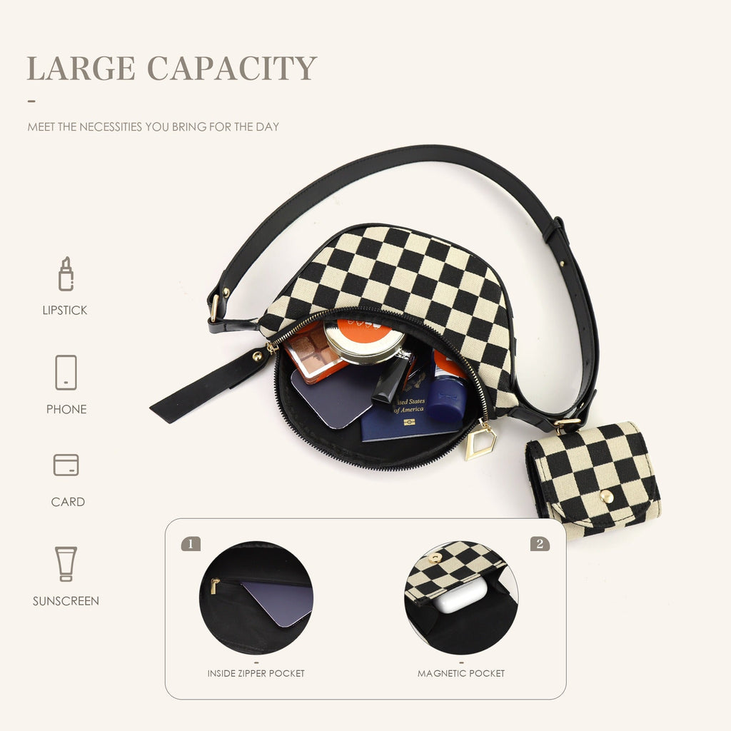 Small Crossbody Versatile Checkerboard Chest Bag – Fashion Plaid Waist Bag, Stylish Messenger Bag & Fanny Pack for Everyday Use - SJB-DIAMOND ELITES