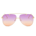 Metal Rimless Sunglasses for Men and Woman  Mirror Fashion  Trendy Pilot  Sun Glasses UV Protector Gradient Eyewear - SJB-DIAMOND ELITES