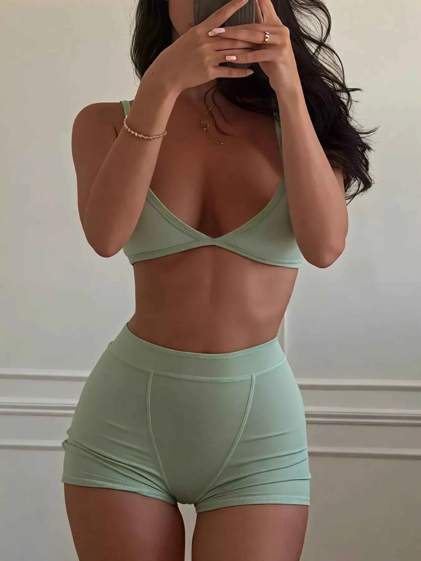 Seamless Bra and High Waist Shorts Active Set THRIXINE