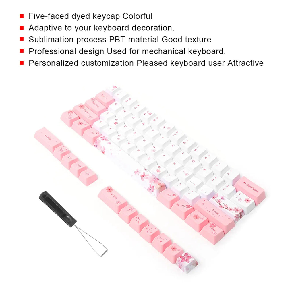 PBT Mechanical Keycaps with Cherry Blossom Design - SJB-DIAMOND ELITES
